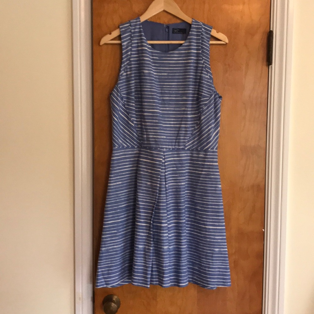 Gap Blue and White Stripe Fit and Flare Dress